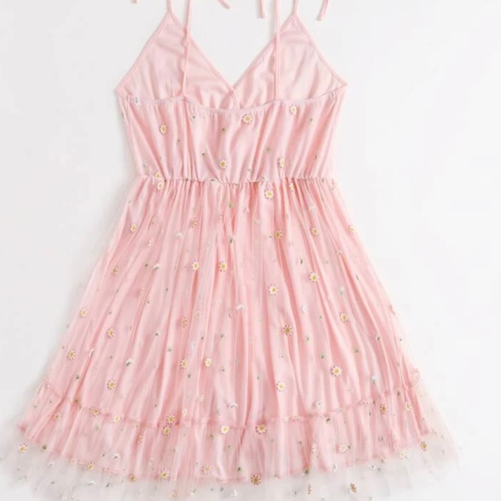 Plus floral embroidery tie sleeve dress